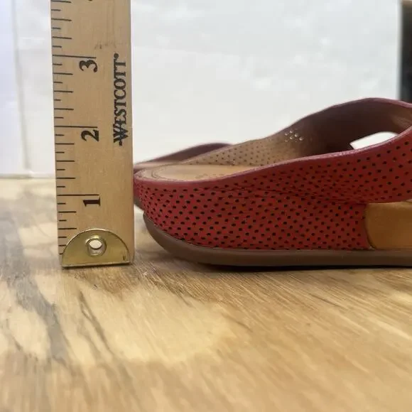 FitFlop Banda Perforated Leather Thong Toe-Post Sandal Size 5 Red Comfort Casual - Picture 5 of 8
